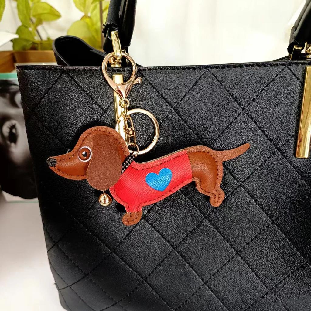 Брелок для ключей Собака Такса Модные брелки для собак из ПУ кожи для женщин Подвеска для сумки Ювелирные изделия