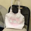 New plaid cartoon cat canvas bag large capacity versatile commuting Shoulder bag kawaii Tote Bags Anime Cat Shoulder Handbags