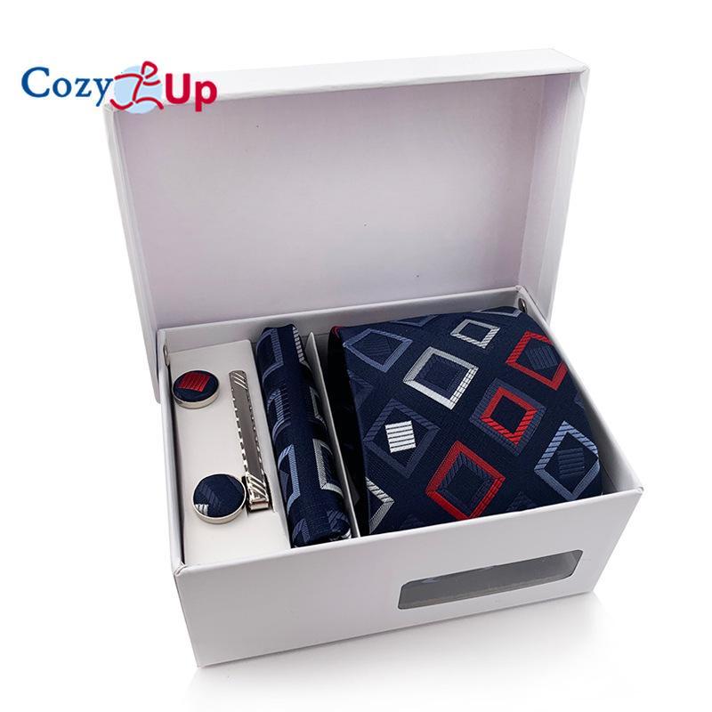 Cozy Up Ties for Men Set with Pocket Square Cufflink and Tie Clip | Necktie Handkerchief In Gift Box for Wedding