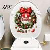 Decorative Stickers for Tiles Christmas Wreath Toilet Decal, Merry Bow Seat Sticker, Festive Decoration Waterproof Lid Tank Decals, Self-Adhesive