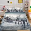 Santa Elk 3D Printed Polyester Pillowcase Quilt Cover Two Or Three Piece Set Available