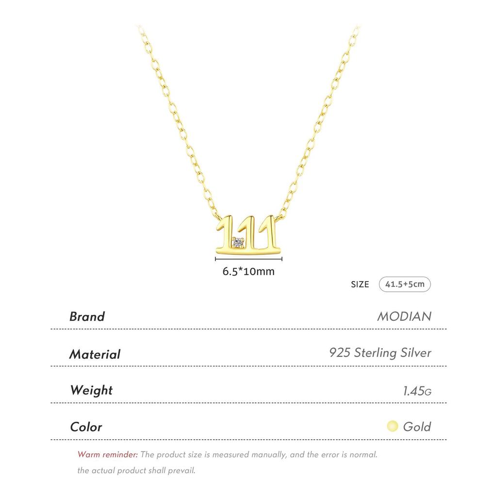 MODIAN 925 Sterling Silver Digit Stackable Pendant Necklaces Trendy Gold Color Thin Link Chain For Women Jewelry Christmas Gift