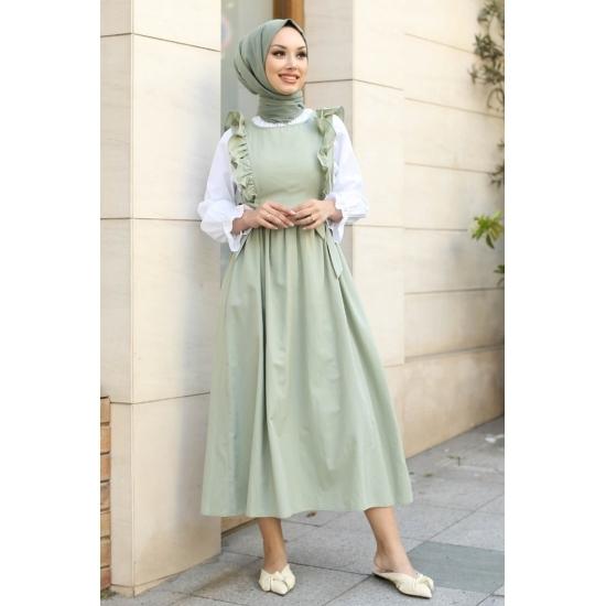 Frilly Laced Hijab Dress Casual Confort Gilet