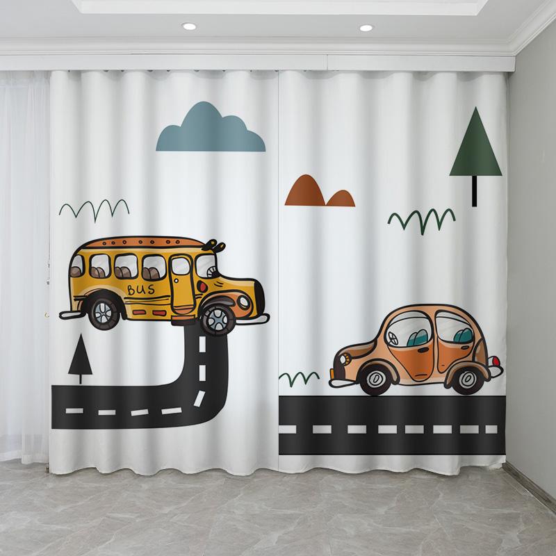Мультяшные автомобильные самолеты, грузовики, девушки, дети, занавески на окна для детской спальни, гостиной, ванной комнаты, кухни, двери для дома, декор