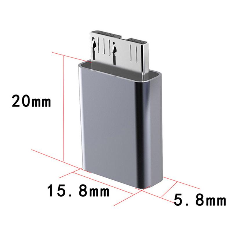 Usb Adapter Type C Female To Usb 3.0 Micro B Male Connector Aluminum Alloy Adapter For Connecting Hard Disk Computer Type-C To Usb3.0 Micro B Male
