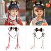 Tassel Children Wig Headband Flower New Year Hair Accessories Hanfu Headwear  Year of the Horse