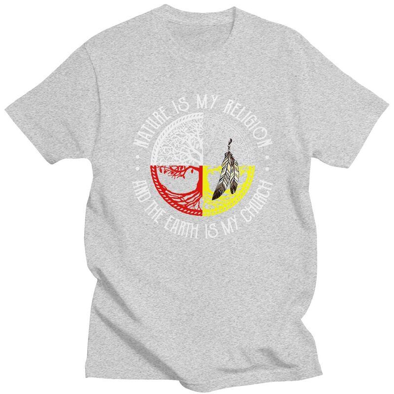 Men Nature Is My Religion And The Earth Is My Church T Shirt 100 Cotton Colthing Leisure Novelty Creative Graphics Tee Tops
