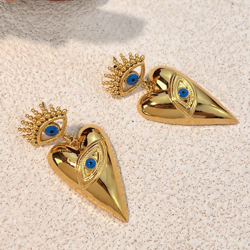 Модный подвеска-кулон 'Дьявольский глаз', серьги, ювелирные изделия из нержавеющей стали с золотым покрытием 18 карат, с капельным эмалированием