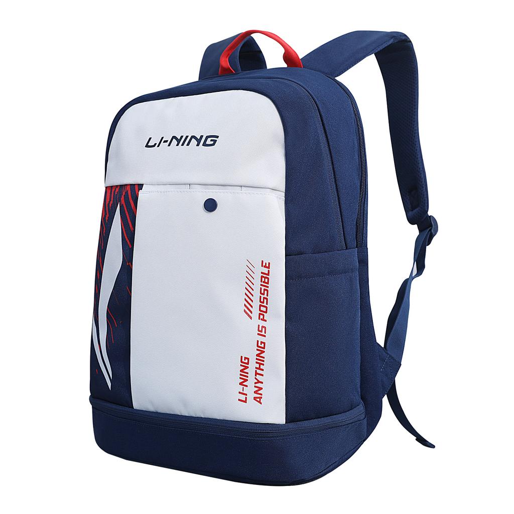 New LiNing Badminton Series Polyester Backpack Regular Unisex White & Blue ABSV133-3
