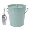 Round Ice Bucket Multipurpose Safe Galvanized Ice Buckets with Lid and Ice Shovel for Bar Restaurant Party Blue