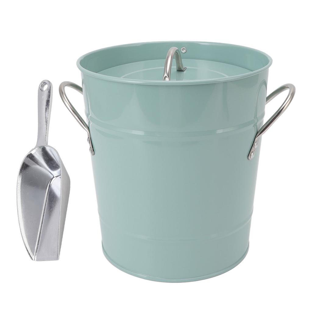 Round Ice Bucket Multipurpose Safe Galvanized Ice Buckets with Lid and Ice Shovel for Bar Restaurant Party Blue