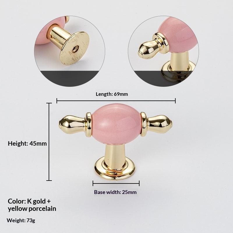 Modern Colored Ceramic Furniture Handle Golden Wardrobe Cabinet Handles Closet Door Knob Dressing Table And Drawer Pull Hardware