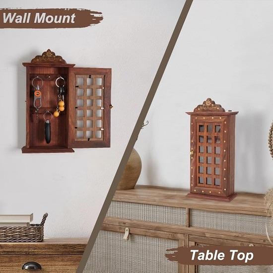 Деревянный держатель для ключей Sheesham - квадратный держатель для ключей Crafted Artisans - деревянный коричневый цвет для ключей среднего размера