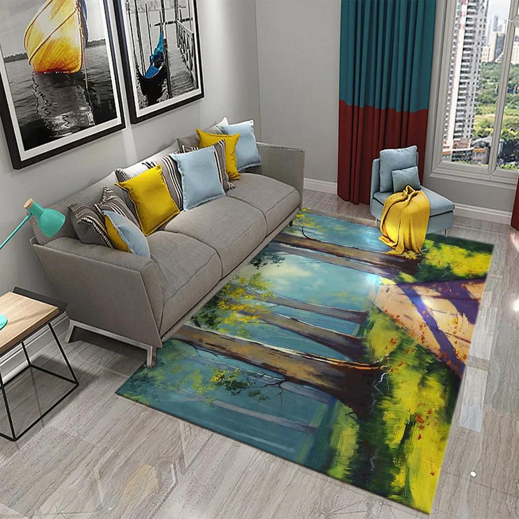 Colorful Tree Abstract Oil Painting Carpet Living Room Bedroom Decor Rug Room Floor Mats Kitchen Bathroom Entrance Non-slip Mats