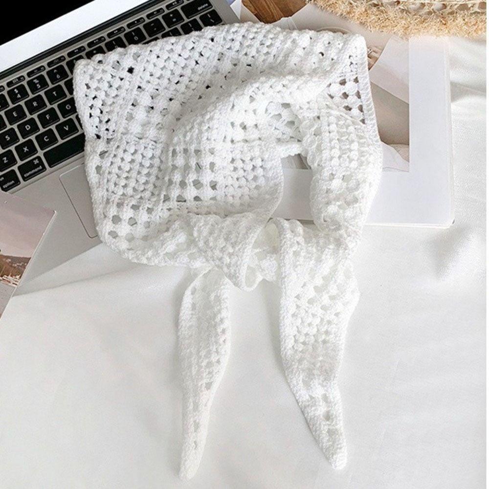 Y2k Design Balletcore Shawl Hollow Knitted Headscarf Retro Triangle Scarf  Female Fashion