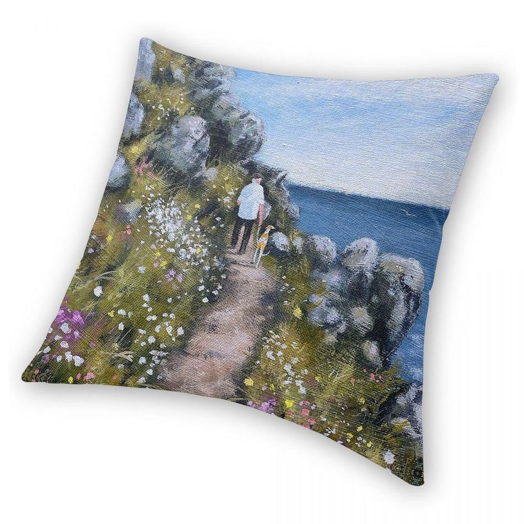 High On The Coastal Path Greyhound Pillowcase Polyester Linen Velvet Creative Zip Decor Sofa Seater Cushion Case