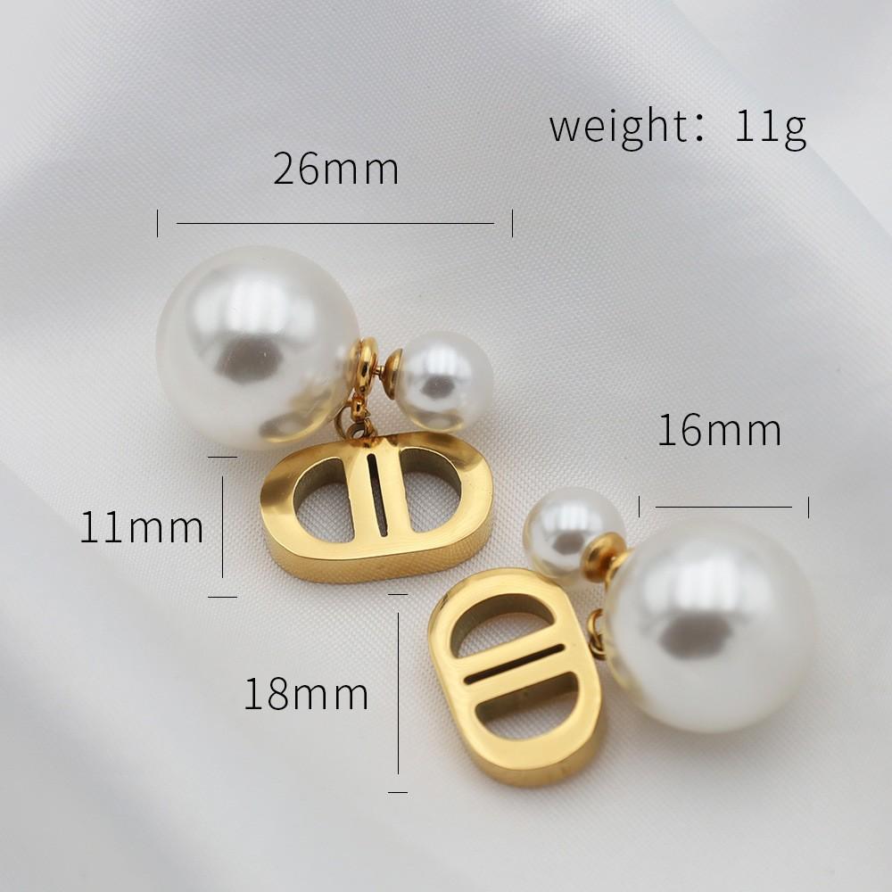 Light Luxury Niche Retro Trendy Small Fragrant Style Stud Earrings, Women'S Double D Pearl Earrings, Advanced Sense