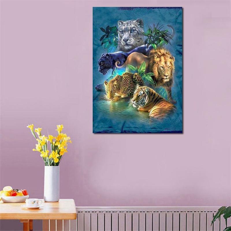 Изысканная алмазная мозаика 30x40 см «Четыре Святых Зверя» Полная засыпка Холст