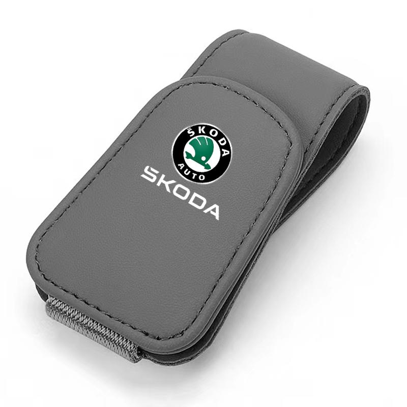 AEC1 Automotive Glasses Storage Clip Visor Sunglasses holder For Skoda Enyaq A7 Octavia Kodiaq Fabia Superb Rapid Kamiq Karoq