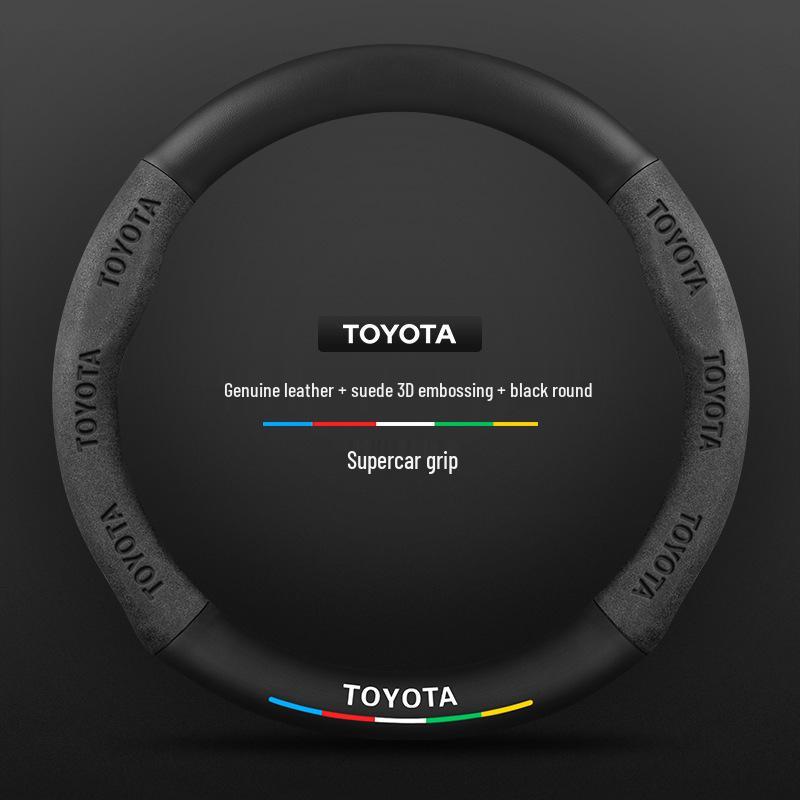Чехол на руль Toyota Reiz (2005-2013 гг.) - Ультратонкая Натуральная Кожа и Замша Углеродное Волокно