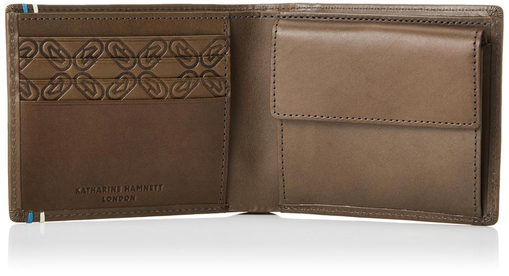 Katharine Hamnett London VEGA (Вега) Премиальный кошелек-бифолд из японской коровьей кожи с карманами для карт и монет, хлопок в стиле антик, 490-52102, Cha