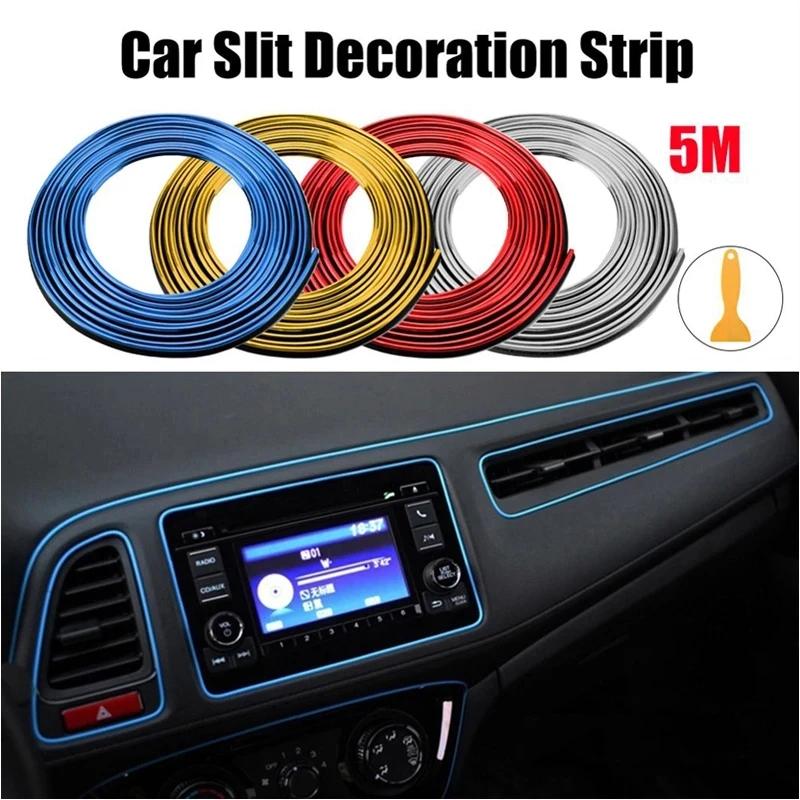 5M/Pcs Universal DIY Car Styling Flexible Interior Decoration Molding Trim Strips Auto Door Edge Sticker Auto Chrome Decor Trim