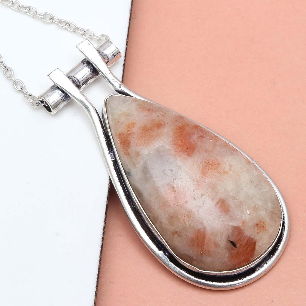 Sunstone Gemstone Mother's Day Ethnic Handmade Jewelry Necklace 20 In