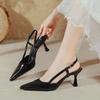 Sexy Burgundy Pointed Sandals Women's New Bag Head Single Shoes Temperament Stiletto High Heels