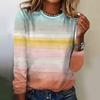 New Stripe Print Long Sleeves T-shirts Spring/Autumn Fashion Women Clothing Designer Loose Women T Shirt Tops Pullover