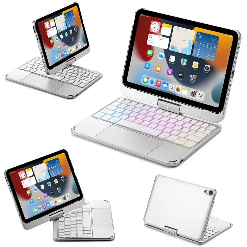 for iPad Mini 6 2021 iPad Mini 2024 Case with Bluetooth Keyboard RGB Backlight 360 Degree Rotatable Foldable Stand Cover