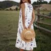 eBay cross-border European, American and foreign trade spring and summer French lavender floral dress loose and thin holiday sleeveless dress