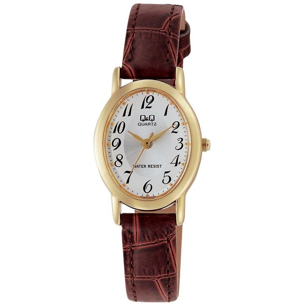 Citizen QQ Wristwatch Analog Waterproof Leather Strap VZ89-104 Ladies Gold