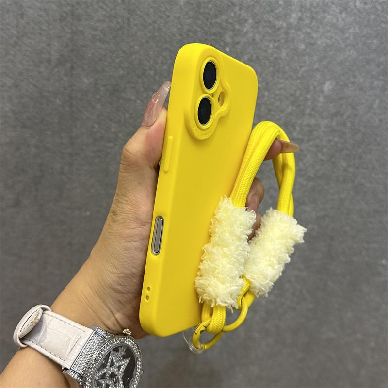 Фланелевый - Чехол для телефона на подкладке со шнурком для iPhone 17 Air 16 15 14 Plus 13 12 11 Pro Max Милый Простой Мягкий Чехол