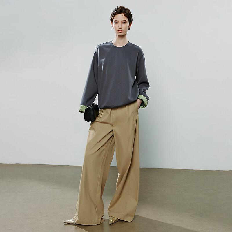 Chuyu Women's New Chinese Style Colorblock Crew Neck Sweatshirt