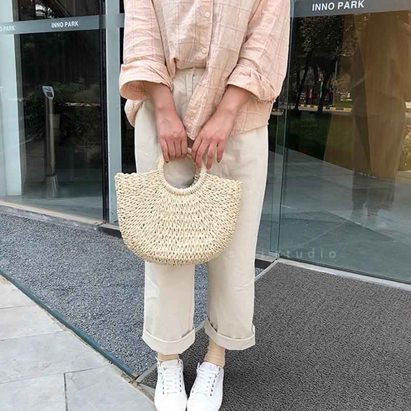 Соломенные сумки для женщин, летняя сумка из ротанга, тканая пляжная сумка ручной работы, сумка в богемном стиле, Бали