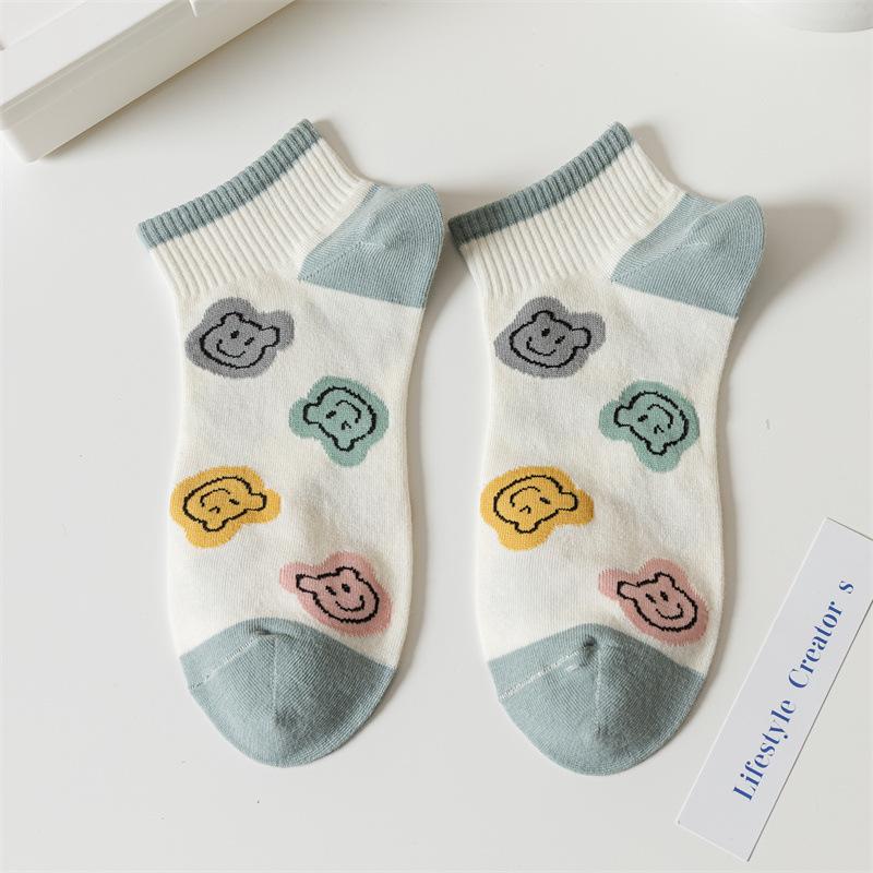 Female Spring and Summer Thin Fashionable New Cute Cartoon Bear Socks