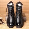 Men's High Top Leather Martin Boots - Cowhide, Winter Plus Velvet, Non-Slip, Thick Warm Cotton, Snow Work Boots