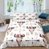 Bull Skull Duvet Cover Chic Feather Bedding Bohemian Exotic Branches Flower for Kids Teens Women Men Room Decoration Quilt Cover