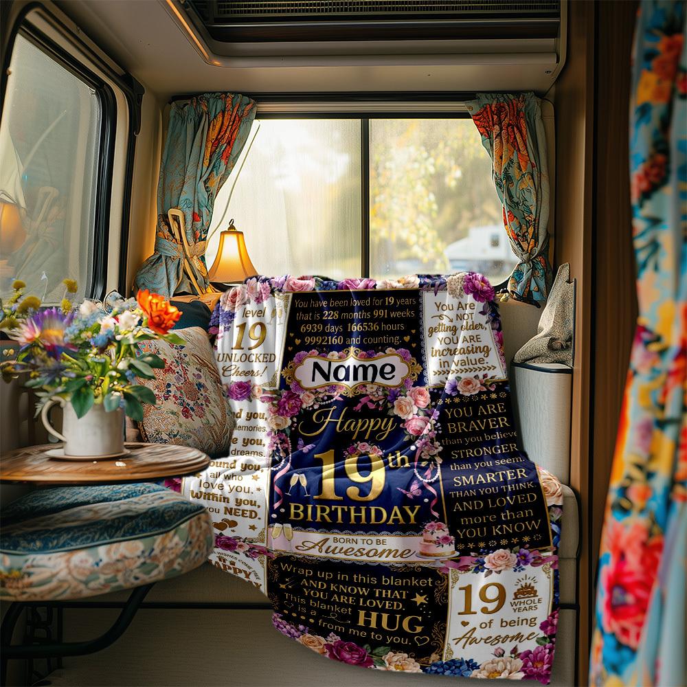 19Th Birthday Celebration Blanket Blanket Durable Comfort For Sofa Couch Office Bed Picnics Ideal For All Seasons Stylish Decor Perfect Gift For