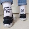 Funny Letters Design Unisex Sport Casual Soft Breathable Cotton Mid Tube Socks