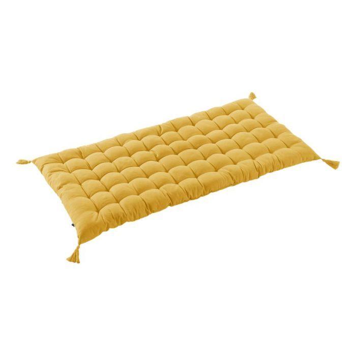Matelas de sol avec pompons déperlant - Anti-UV Outdoor "Kala" en Coton 60 x 120 cm l'Effet Papillon - Kala Safran -
