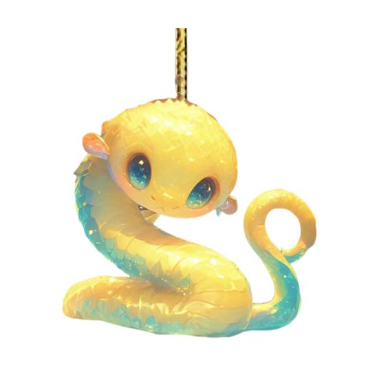 Подвеска в виде мультяшной змеи 2D, плоское акриловое рождественское украшение, подвесное украшение в виде змеи