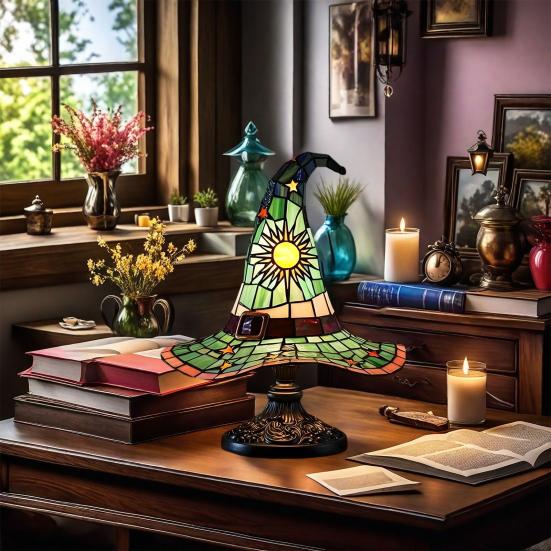 Лампа в виде шляпы ведьмы, светодиодный ночник, мягкое свечение, питание от батареек, светящийся на Хэллоуин, шляпа ведьмы, готический ночник, декор