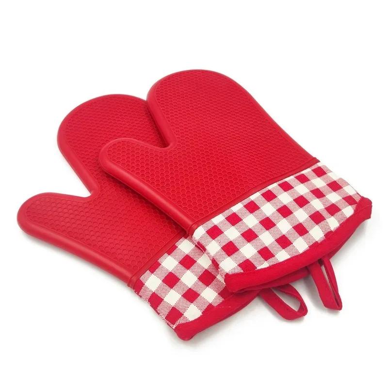 Thickened High Temperature Oven Mitts, 1pcs Short Silicone Professional Oven & Microwave Insulation Gloves