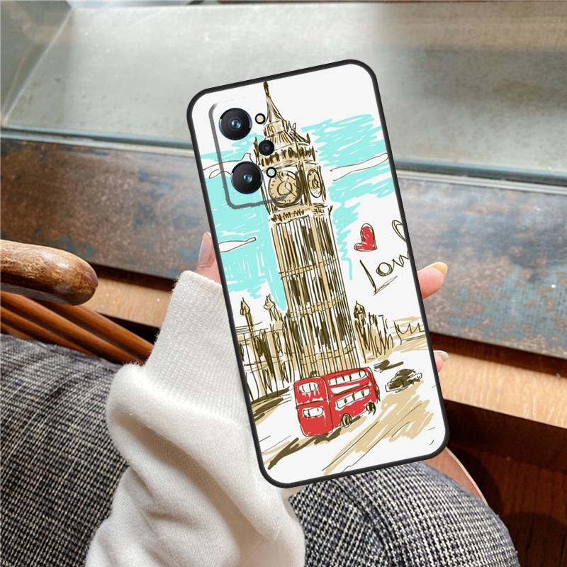 Лондонский Красный Автобус Биг Бен Чехол Для Realme 12 Pro Plus 11 13 14 C63 C61 C55 C51 C53 C25 C65 C67 C71 C75 GT6 GT7 15 Pro