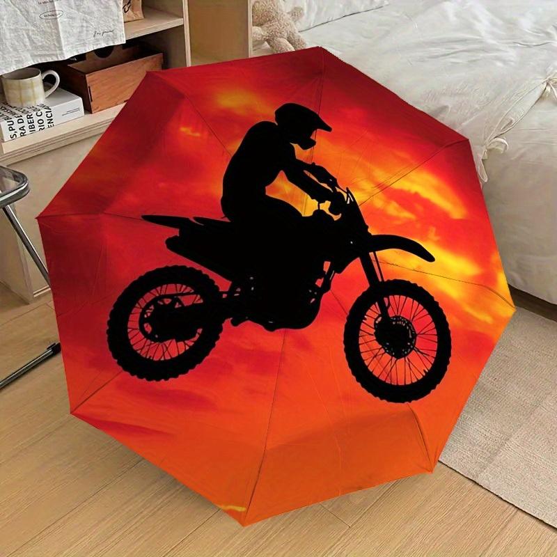 1pc Motorcycle Sunset Themed High-quality Umbrella,Automatic Opening and Closing Umbrella,Multi-functional Umbrella G0811055