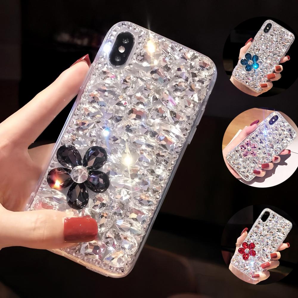 Чехол для телефона с блестками и стразами в виде цветка для VIVO Y39 Y58 Y78 Y27S Y77T Y17S Y27 Y22 Y21 Y20 Y19S 4G 5G Сверкающий хрустальный алмазный чехол