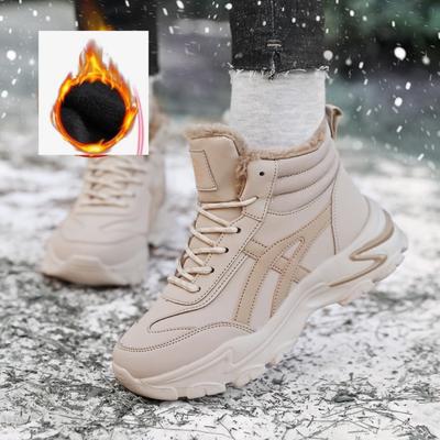Зимние плюшевые повседневные спортивные ботинки для женщин на толстой подошве