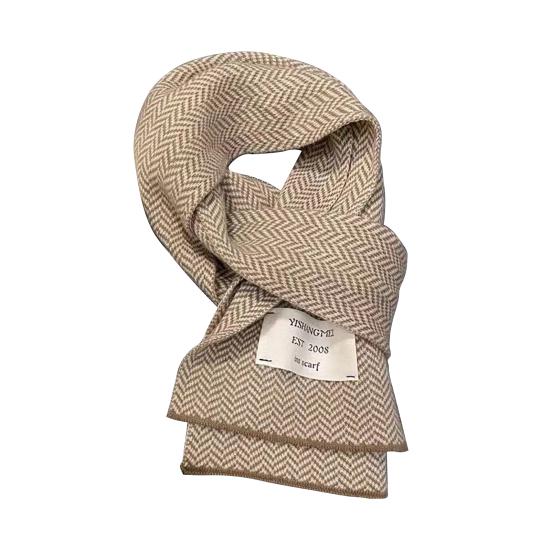 Winter Scarf Thickened Knitted Color Matching Printed Elastic Stay Warm Anti-shrink Lady School Outdoor Scarf Clothes Accessories