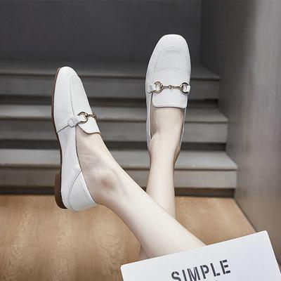 Однослойные туфли из коровьей кожи, осенние модели, туфли-лодочки на плоской подошве с мягким верхом, на одной педали